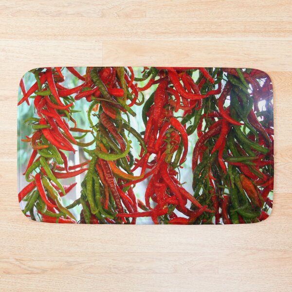 Item preview, Strung and Hanging Red and Green Chili Peppers Drying designed and sold by taiche.