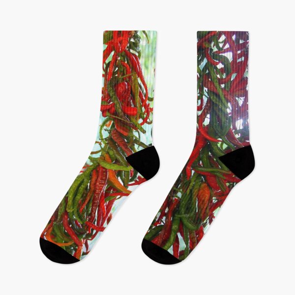 Item preview, Strung and Hanging Red and Green Chili Peppers Drying designed and sold by taiche.
