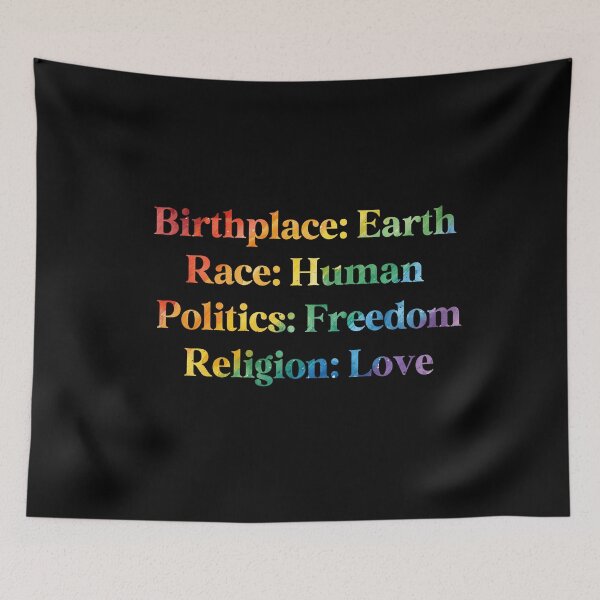 Item preview, LGBTQ Watercolor Rainbow Pride Flag Colored: Birthplace-Earth, Race-Human, Politics-Freedom Religion-Love, Rainbow Design designed and sold by Travelslightly.