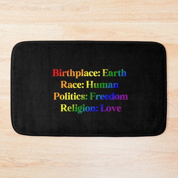 Item preview, LGBTQ Rainbow Pride Flag Colored: Birthplace-Earth, Race-Human, Politics-Freedom Religion-Love, Rainbow Design designed and sold by Travelslightly.