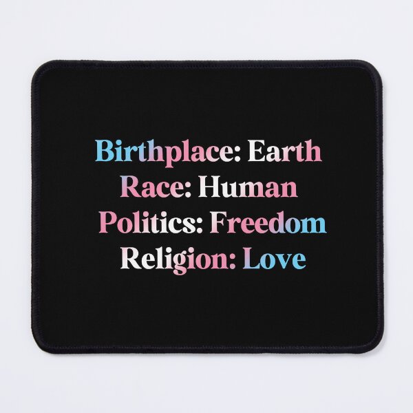 Item preview, Transgender Pride Flag Colored: Birthplace-Earth, Race-Human, Politics-Freedom Religion-Love, Transgender Design designed and sold by Travelslightly.