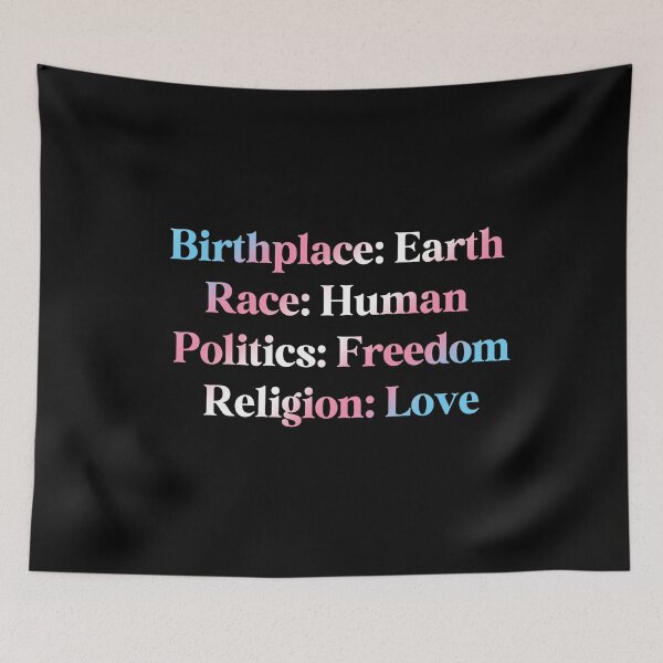 Item preview, Transgender Pride Flag Colored: Birthplace-Earth, Race-Human, Politics-Freedom Religion-Love, Transgender Design designed and sold by Travelslightly.