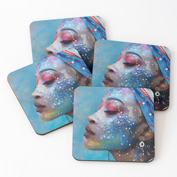 Item preview, colorful portrait adorned with beads and fabrics designed and sold by Artessie.