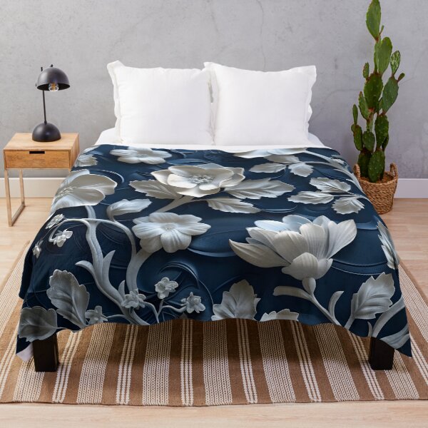 Item preview, Navy Bloom Symphony: Sculpted Floral Elegance designed and sold by AI-Only Creations.