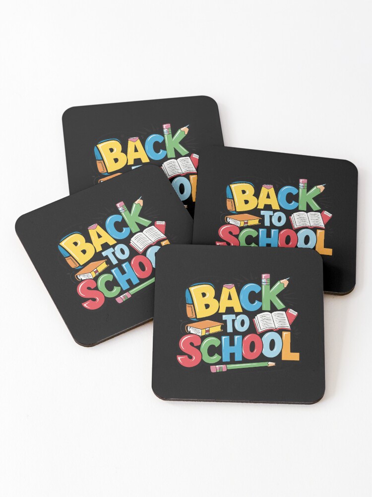 Thumbnail 1 of 5, Coasters (Set of 4), Adorable Bubu and Dudu Back to School Design - Perfect for Kids' School Supplies & Apparel designed and sold by FEBRICAST.