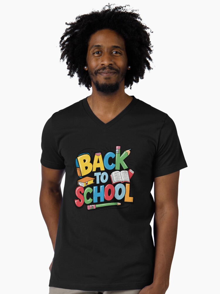 Thumbnail 1 of 4, V-Neck T-Shirt, Adorable Bubu and Dudu Back to School Design - Perfect for Kids' School Supplies & Apparel designed and sold by FEBRICAST.