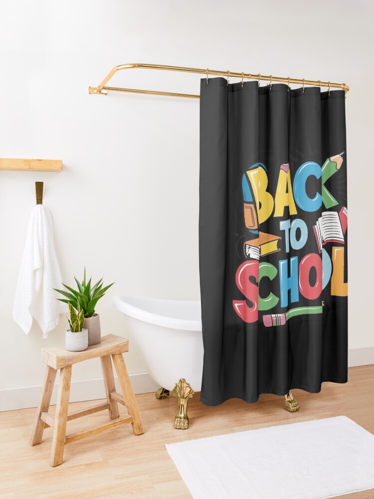 Thumbnail 3 of 5, Shower Curtain, Adorable Bubu and Dudu Back to School Design - Perfect for Kids' School Supplies & Apparel designed and sold by FEBRICAST.