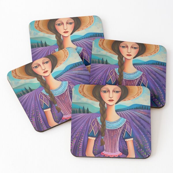 Item preview, Stylish lady in lavender field with a straw hat designed and sold by Artessie.