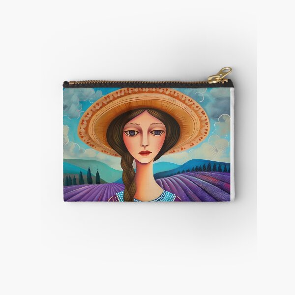 Item preview, Stylish lady in lavender field with a straw hat designed and sold by Artessie.