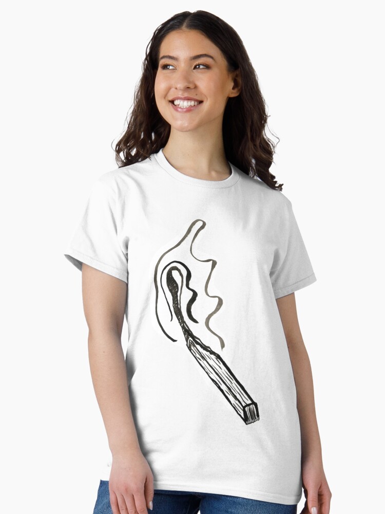Thumbnail 1 von 7, Classic T-Shirt, Brennendes Streichholz Pur & Simpel in S/W gezeichnet designt und verkauft von ZoffArt-Shop.