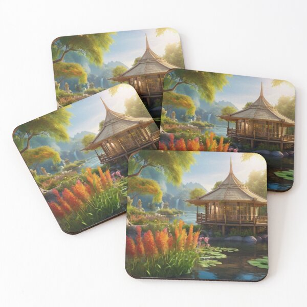 Item preview, Serenity of the Bamboo River Hut designed and sold by BlareBlare.