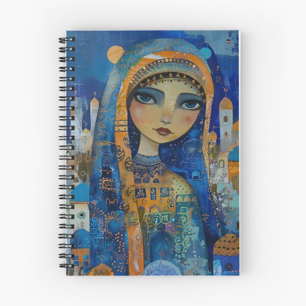 Item preview, Elegant blue figure in an abstract, mixed-media style. designed and sold by Artessie.