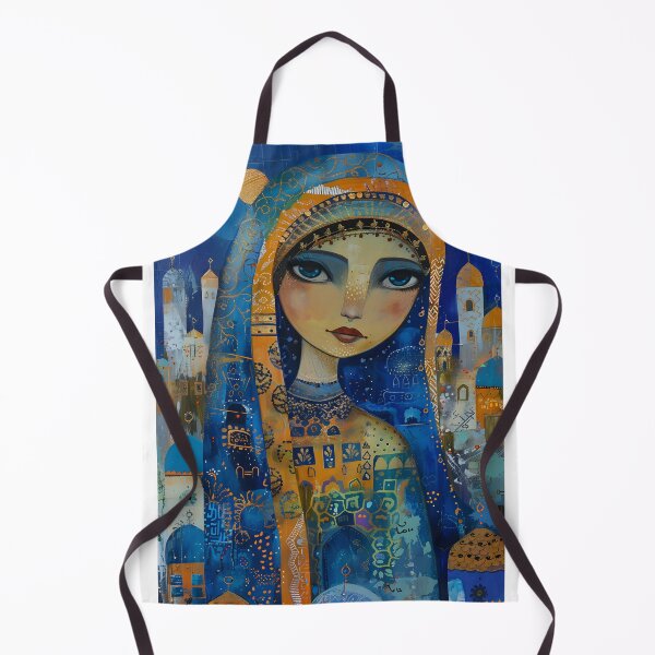 Item preview, Elegant blue figure in an abstract, mixed-media style. designed and sold by Artessie.