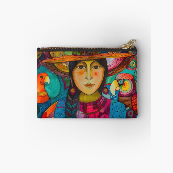 Item preview, Colorful illustration of a woman with vibrant birds. designed and sold by Artessie.