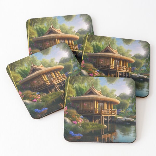 Item preview, Enchanted River Hut in the Sunlit Bamboo Forest designed and sold by BlareBlare.
