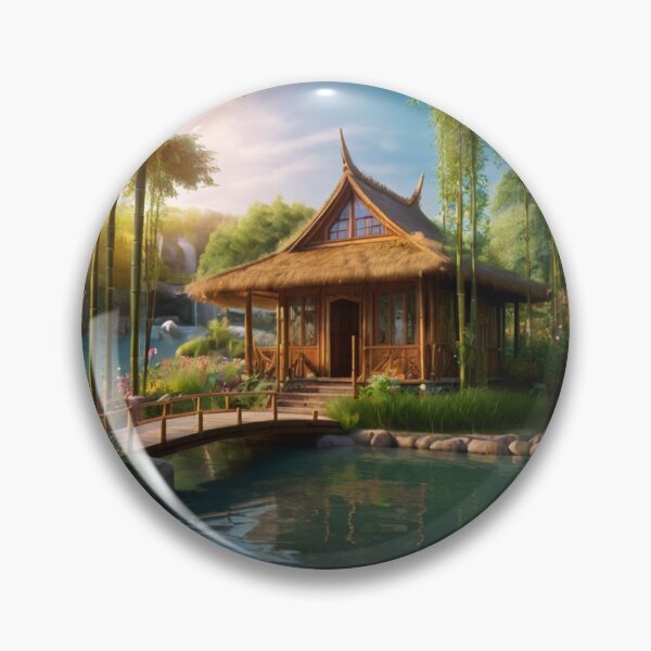Item preview, Sunlit Bamboo Hut by the Forest River designed and sold by BlareBlare.