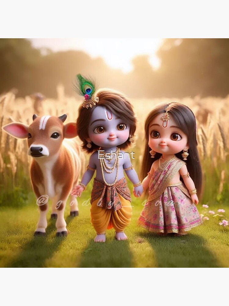 Radha Krishna cute lovely Art of love and peace Art Board Print