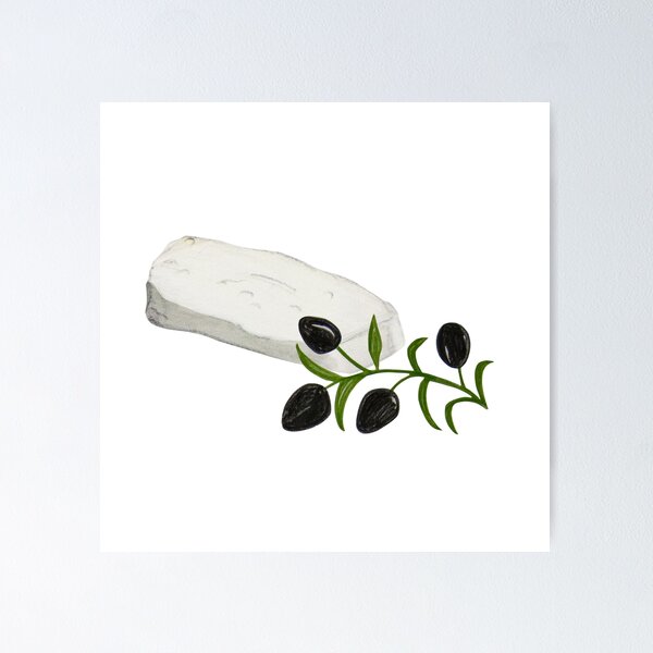 Item preview, Greek Feta Cheese with Olive Branch Illustration designed and sold by the little fennec.