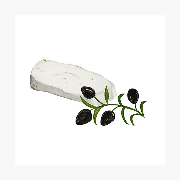 Item preview, Greek Feta Cheese with Olive Branch Illustration designed and sold by the little fennec.