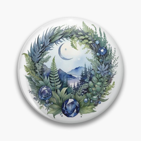 Item preview, Sapphire and fern wreath designed and sold by MyrtlePrints.