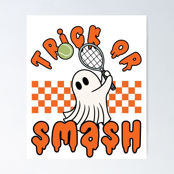Item preview, Trick or Smash Halloween Ghost, Gift for Tennis Players, Cute Halloween Gift, Tennis Kids Halloween Gift designed and sold by throuplescorner.
