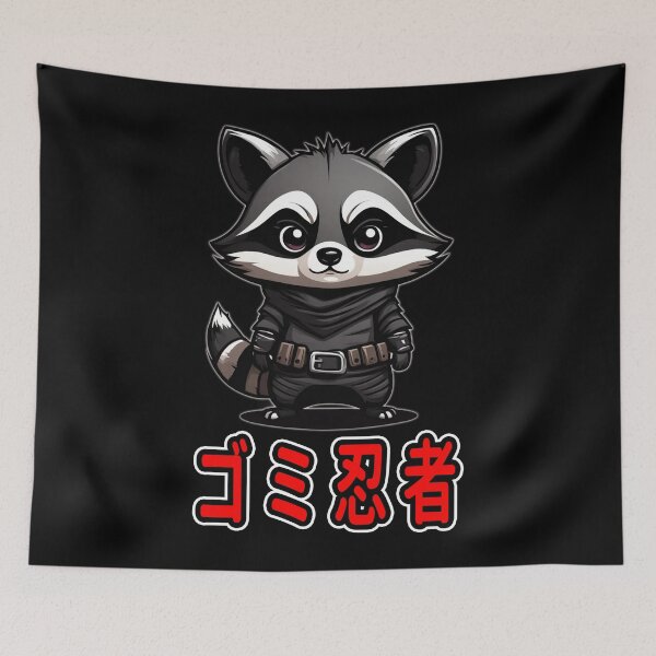 Item preview, Trash Ninja, Kazu, Kawaii Cute Racoon, Kanji Writing designed and sold by Burn-Ego.
