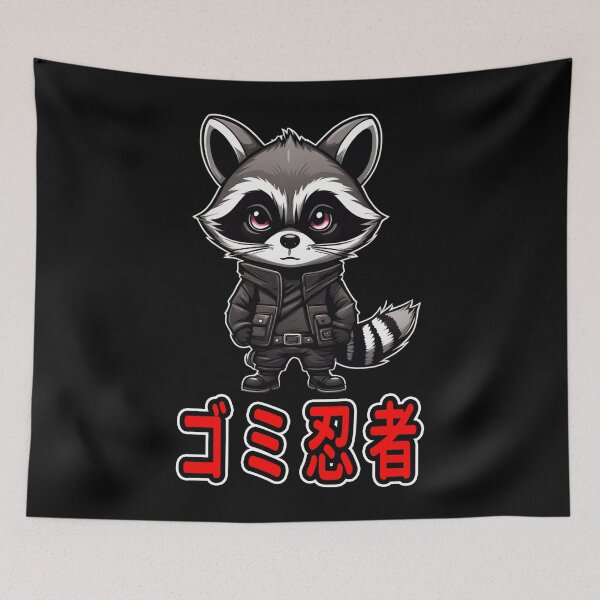 Item preview, Trash Ninja, Taro, Kawaii Cute Racoon, Kanji Writing designed and sold by Burn-Ego.