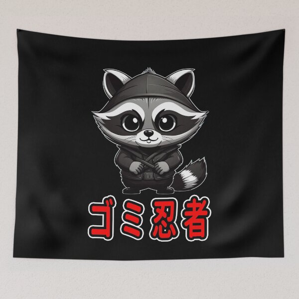 Item preview, Trash Ninja, Kou, Kawaii Cute Racoon, Kanji Writing designed and sold by Burn-Ego.