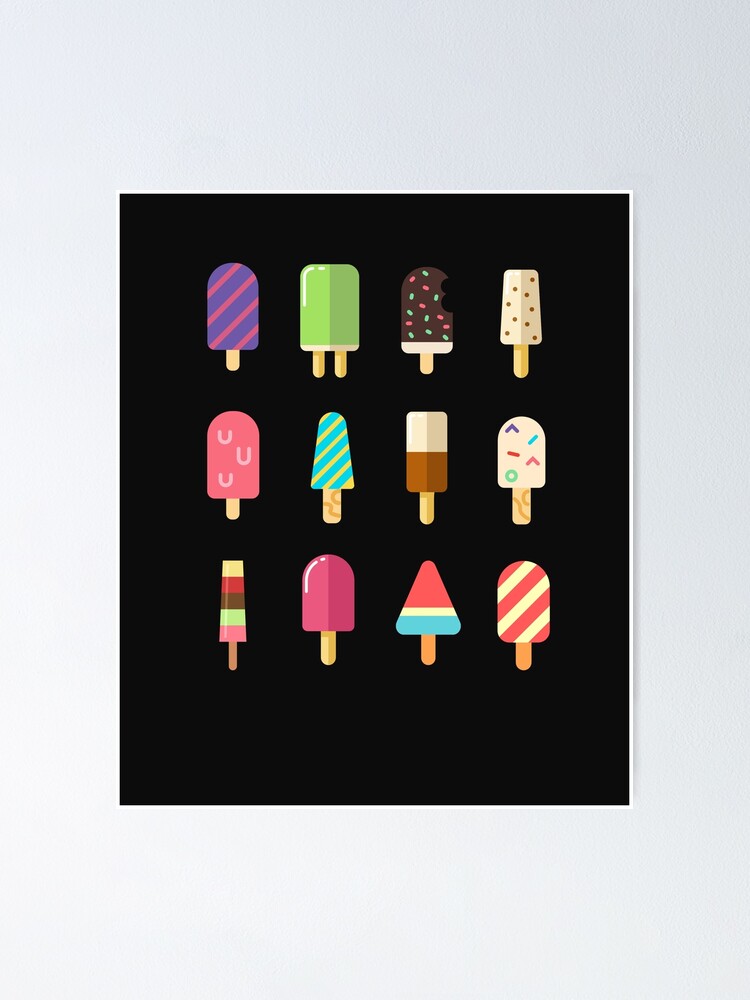 "Popsicle Sticks Emoji Popsicles Ice Cream Summer Chill " Poster by Essetino Redbubble