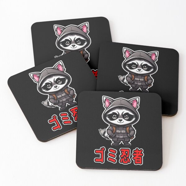 Item preview, Trash Ninja, Shiro, Kawaii Cute Racoon, Kanji Writing designed and sold by Burn-Ego.