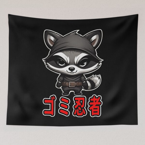 Item preview, Trash Ninja, Takeshi, Kawaii Cute Racoon, Kanji Writing designed and sold by Burn-Ego.