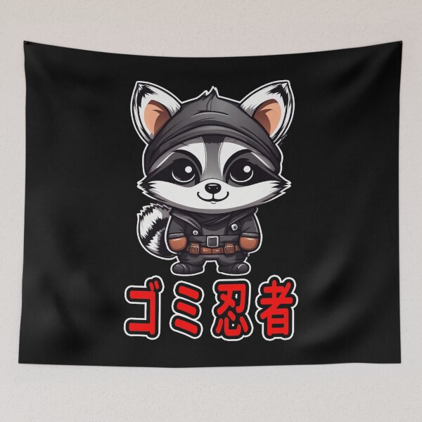 Item preview, Trash Ninja, Yuki, Kawaii Cute Racoon, Kanji Writing designed and sold by Burn-Ego.