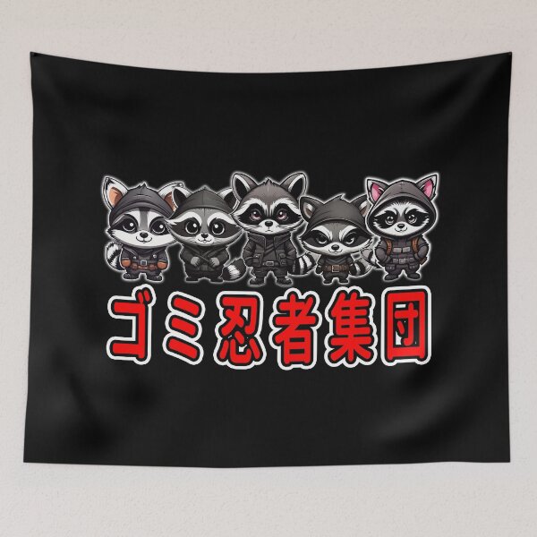 Item preview, Trash Ninja Gang, Kawaii Cute Racoons, Kanji Writing designed and sold by Burn-Ego.