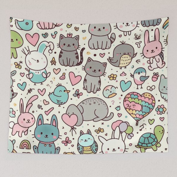 Item preview, Animal doodles pattern designed and sold by FLATVAC STICKER.