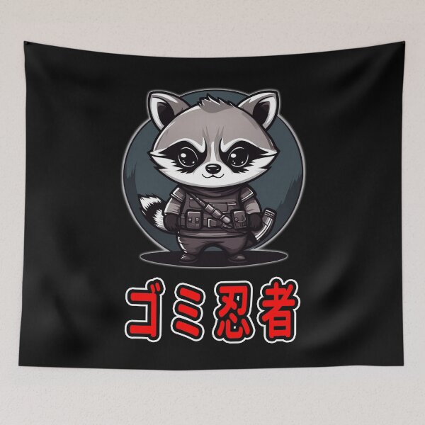 Item preview, Trash Ninja, Kaito, Kawaii Cute Racoon, Kanji Writing designed and sold by Burn-Ego.