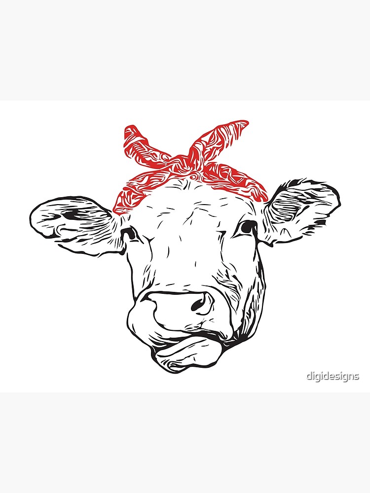 Trendy Red Black Cow Print Monogram Bandana, Zazzle