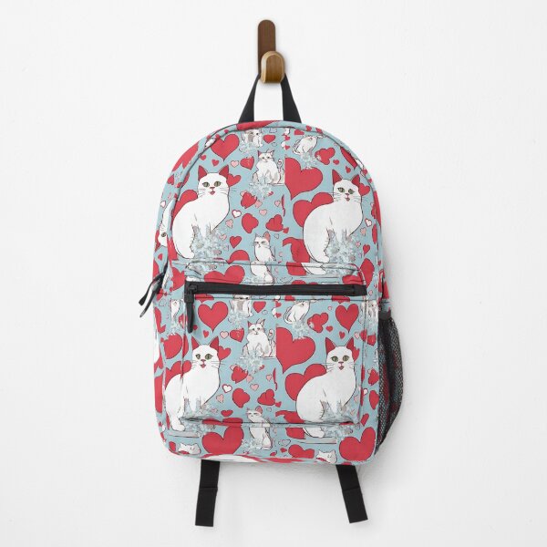 Item preview, Many white cats and many red hearts designed and sold by SIAM Mantra.