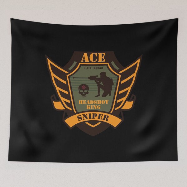 Item preview, Ace Sniper Gamer Gift Headshot King Skull Badge designed and sold by Bronby.