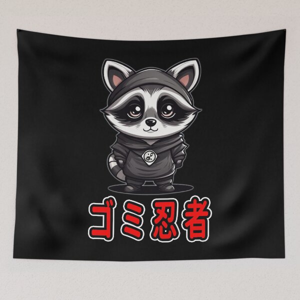 Item preview, Trash Ninja, Sora, Kawaii Cute Racoon, Kanji Writing designed and sold by Burn-Ego.