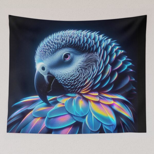 Item preview, Neon Smokey African Grey Majesty designed and sold by LyssasMindArt.