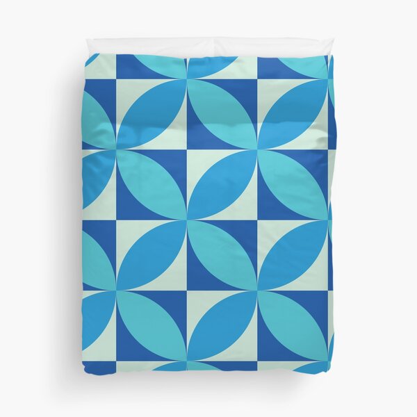 Item preview, Mid Century Blue and Turquoise Circles on Geometric squares Pattern  designed and sold by Yasminepatterns .