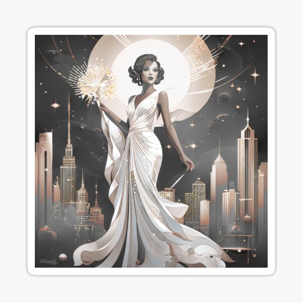 Art deco woman version 6 Sticker