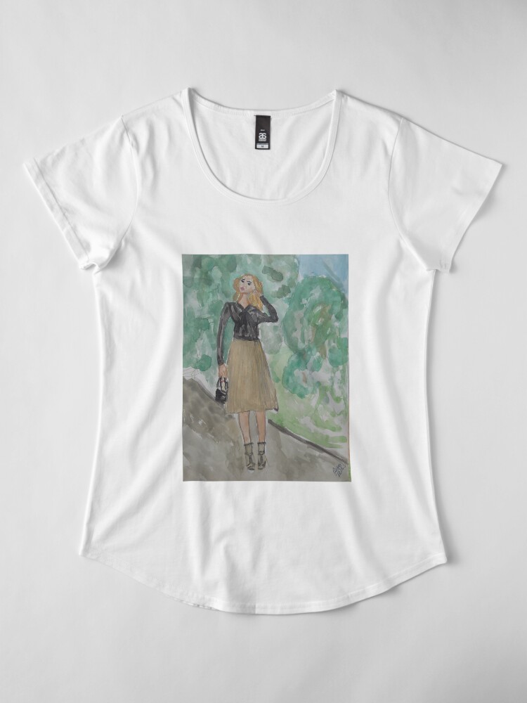 Alternate view of Fashion Illustration: A Feminine Outfit Premium Scoop T-Shirt