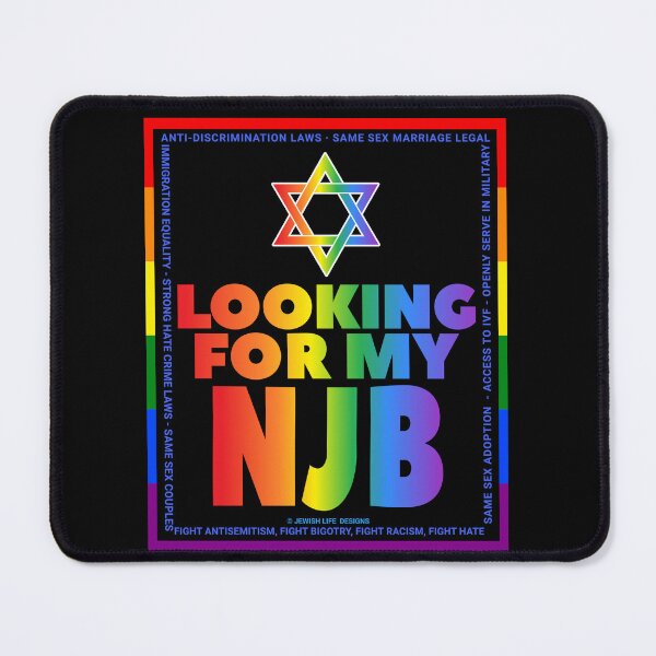 Item preview, SUJD0054 Jewish Designs Looking For NJB LGBTQ Love Israel rainbow design shows how Israel protects LGBTQ Rights designed and sold by JewishDesigns.
