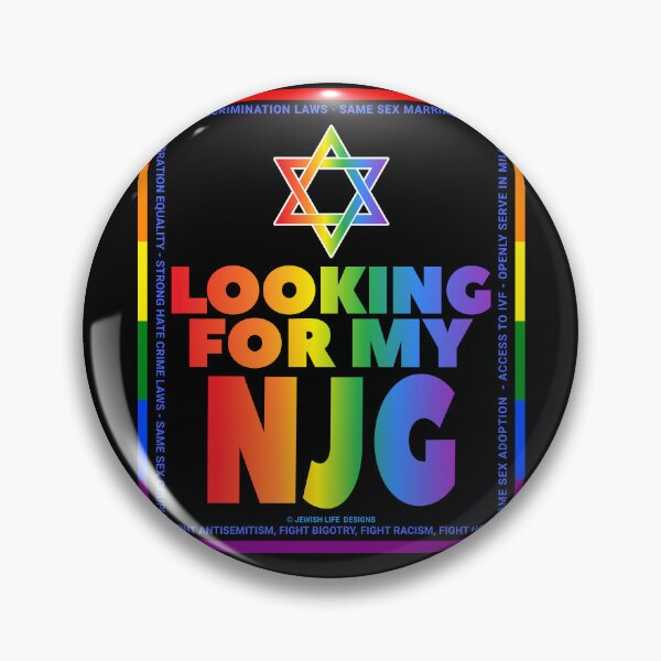 Item preview, SUJD0055 Jewish Designs Looking For NJG means Nice Jewish Girl LGBTQ Love Israel rainbow design shows how Israel protects LGBTQ Rights designed and sold by JewishDesigns.