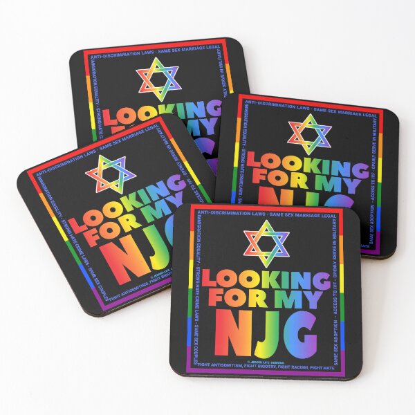 Artikelvorschau, SUJD0055 Jewish Designs Looking For NJG bedeutet „Nice Jewish Girl LGBTQ Love Israel“. Das Regenbogendesign zeigt, wie Israel LGBTQ-Rechte schützt. entworfen und verkauft von JewishDesigns.
