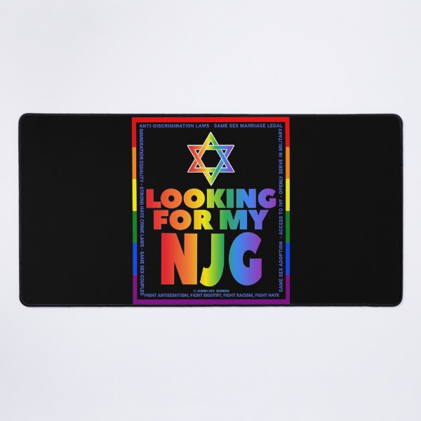 Item preview, SUJD0055 Jewish Designs Looking For NJG means Nice Jewish Girl LGBTQ Love Israel rainbow design shows how Israel protects LGBTQ Rights designed and sold by JewishDesigns.
