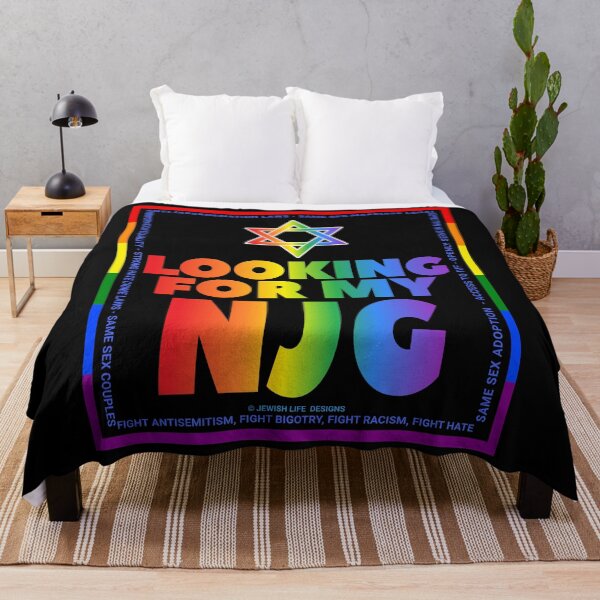 Item preview, SUJD0055 Jewish Designs Looking For NJG means Nice Jewish Girl LGBTQ Love Israel rainbow design shows how Israel protects LGBTQ Rights designed and sold by JewishDesigns.