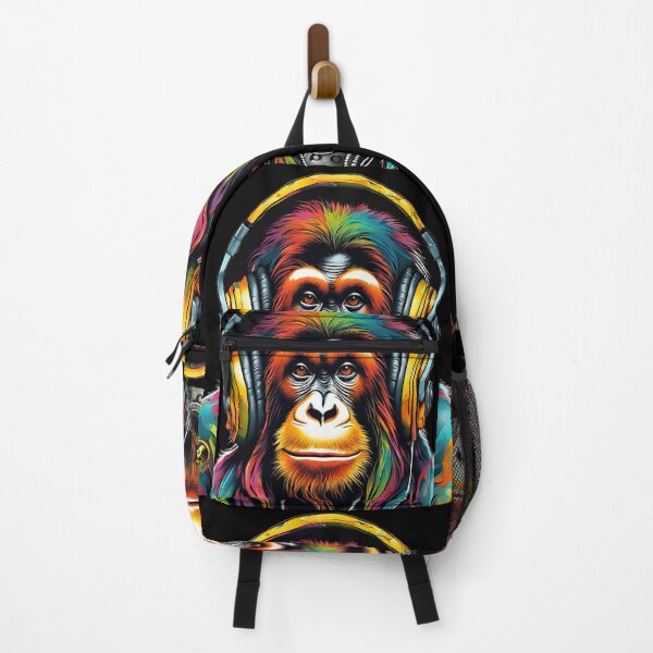 Item preview, Multi coloured tattoo steam punked Orangutan design - 4 on Black background designed and sold by Elizabeth-Banks.