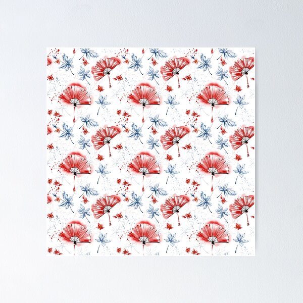 Item preview, Seamless pattern with watercolour red Japanese fans designed and sold by Ekalininart.